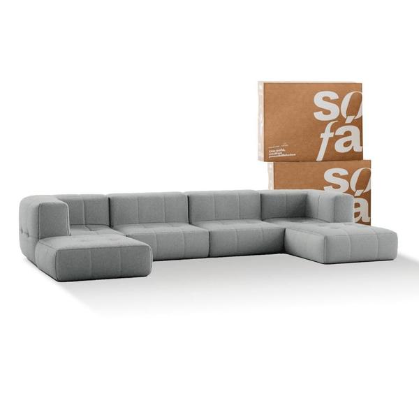 Imagem de Sofá na Caixa modular 4 lugares em Boucle com 2 Chaise