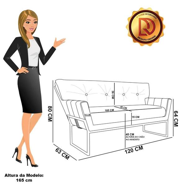 Imagem de Sofá Namoradeira 2 Lug Industrial Dour Anitta Sintético PU D03 - D'Rossi