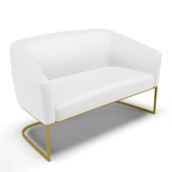 Imagem de Sofá Namoradeira 2 Lugares Base Industrial Dourado Stella material sintético D03 - D'Rossi