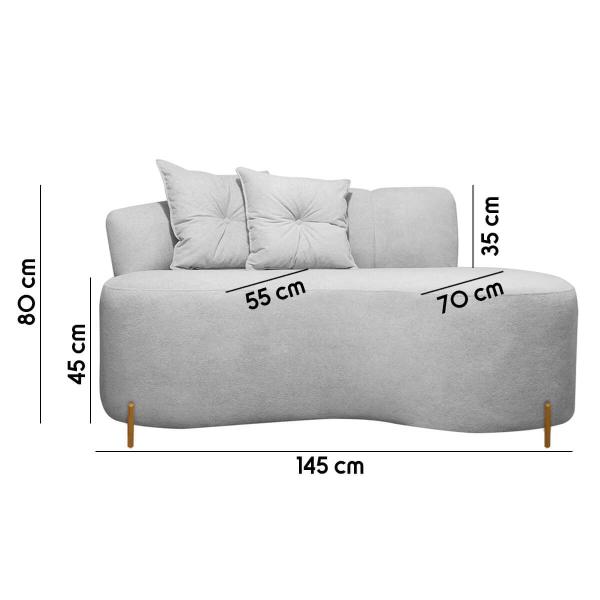 Imagem de Sofá Namoradeira 2 Lugares Grécia  Conceito Orgânico 145cm Bouclê Cinza SOFA STORE