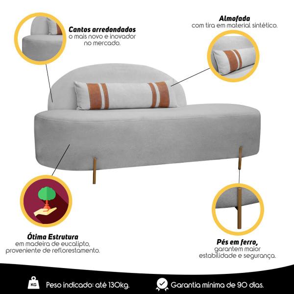 Imagem de Sofá Namoradeira 2 Lugares Maitê Conceito Orgânico 180cm Cinza SOFA STORE