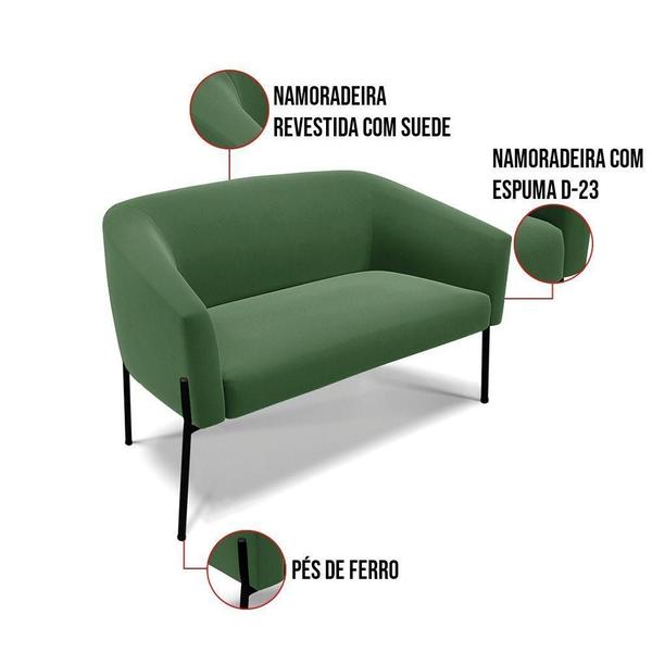 Imagem de Sofá Namoradeira 2 Lugares Pé De Ferro Preto Stella Suede Verde D03 - D'rossi