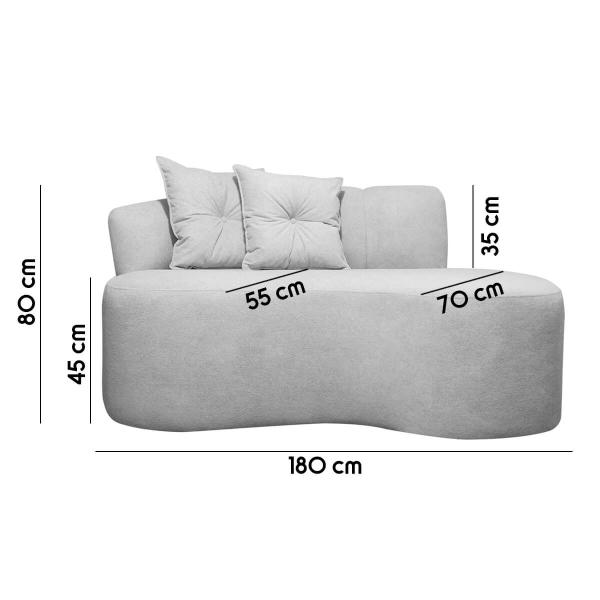 Imagem de Sofá Namoradeira 2 Lugares Plaza Conceito Orgânico 180cm Bouclê Cinza SOFA STORE