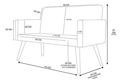 Imagem de Sofá Namoradeira 2 Lugares Sala Descanso Recepção - V8 Decor