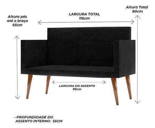Imagem de Sofá Namoradeira 2 Lugares Veludo- Zinn Moveis 