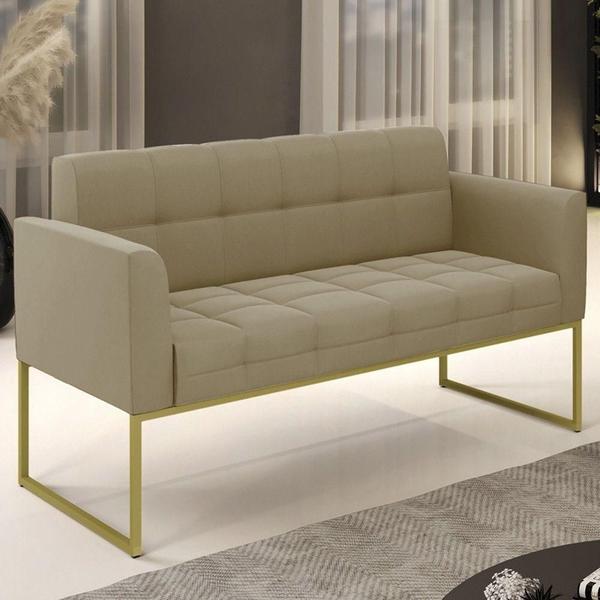 Imagem de Sofá Namoradeira Base Industrial Dourado Ana Suede Marrom Rt