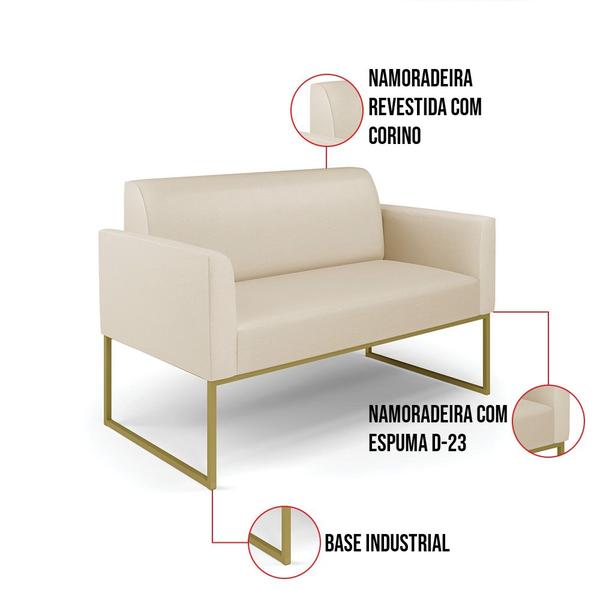 Imagem de Sofá Namoradeira Base Industrial Dourado Marisa material sintético D03 - D'Rossi