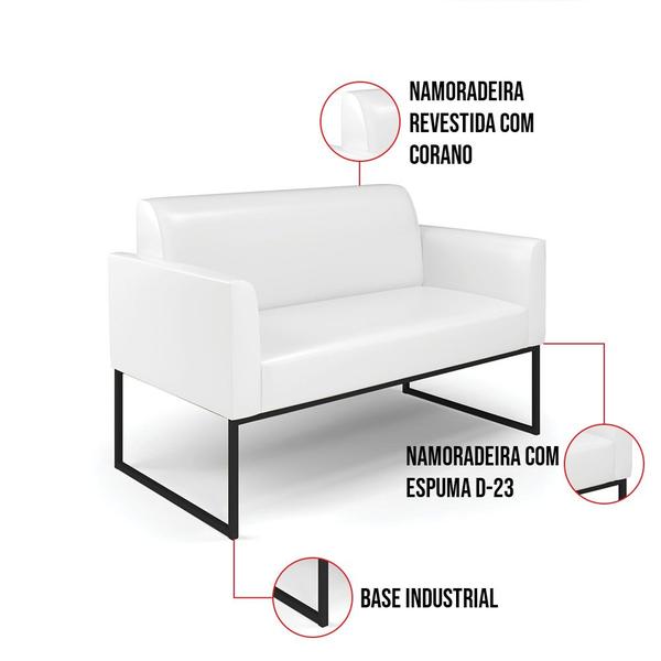 Imagem de Sofá Namoradeira Base Industrial Preto Marisa Corano D03 - D'Rossi