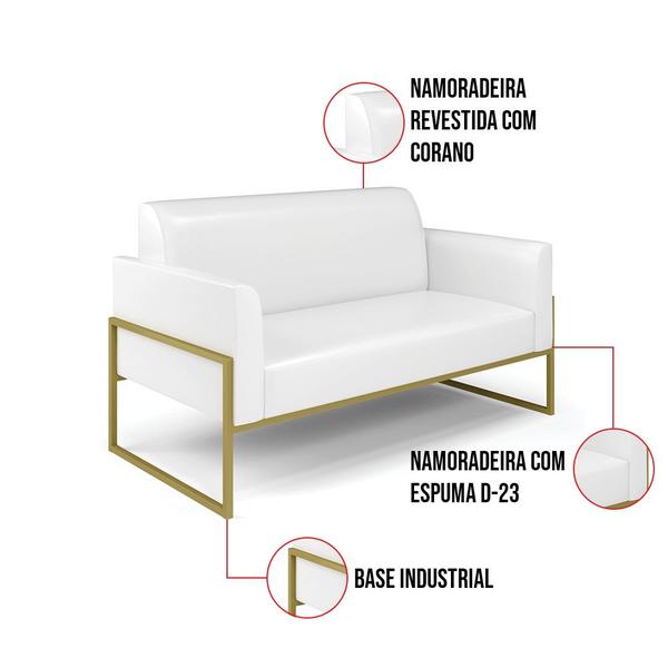 Imagem de Sofá Namoradeira com 2 Poltronas Base Industrial Alta Dourado Marisa Corano D03 - D'Rossi