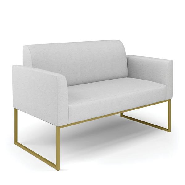 Imagem de Sofá Namoradeira com 2 Poltronas Base Industrial Dourado Marisa Linho D03 - D'Rossi