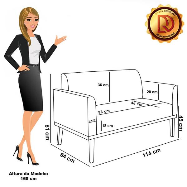 Imagem de Sofá Namoradeira com Poltrona Base de Madeira Fixa Castanho Marisa material sintético  D03 - D'Rossi