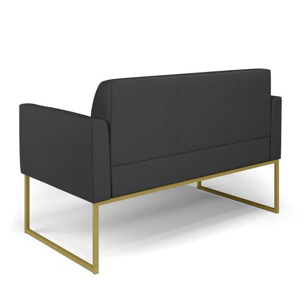 Imagem de Sofá Namoradeira com Poltrona Base Industrial Dourado Marisa material sintético Preto D03 - D'Rossi