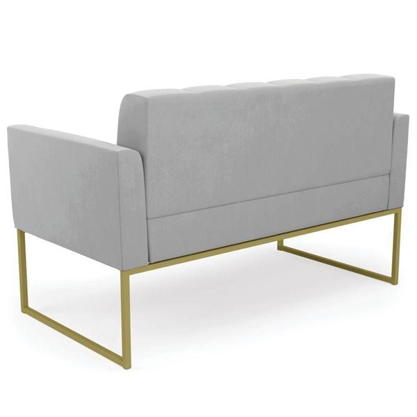 Imagem de Sofá Namoradeira E 1 Poltrona Base Industrial Dourado Ana Suede Cinza