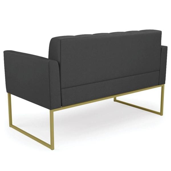 Imagem de Sofá Namoradeira E 2 Poltronas Base Industrial Dourado Ana Sintético Preto