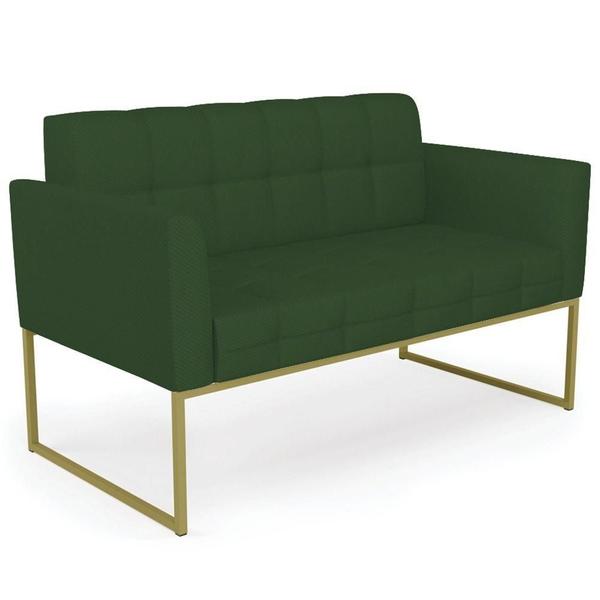 Imagem de Sofá Namoradeira E 2 Poltronas Base Industrial Dourado Ana Veludo Luxo Verde