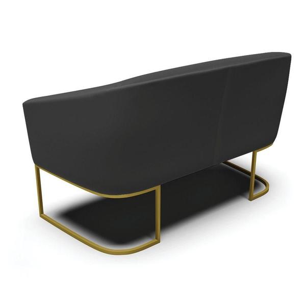 Imagem de Sofá Namoradeira E 2 Poltronas Base Industrial Dourado Stella material sintético Preto D03 - D'rossi