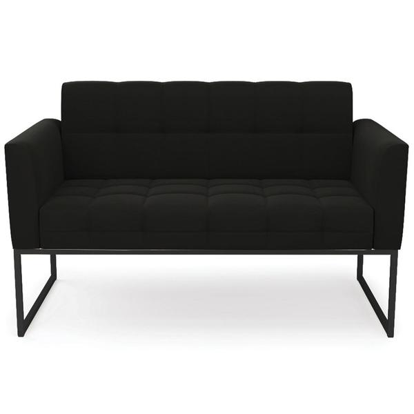 Imagem de Sofá Namoradeira e 2 Poltronas Base Industrial Preto Ana Suede Preto - Ibiza