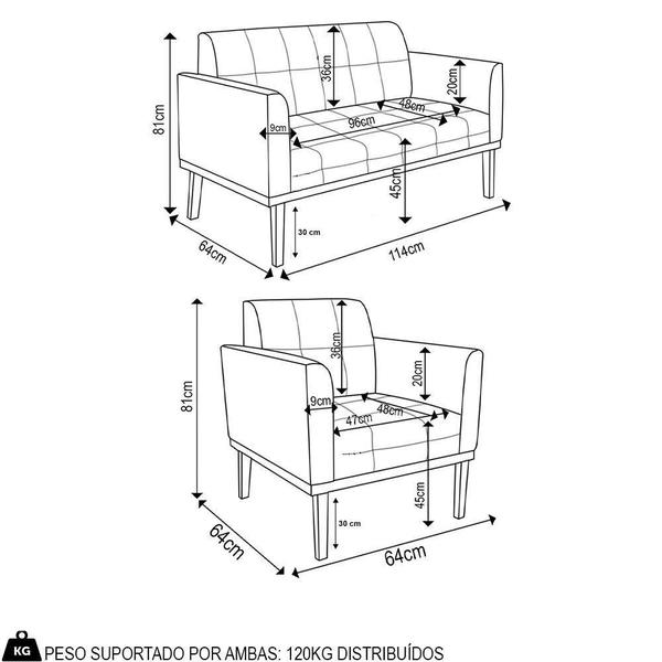 Imagem de Sofá Namoradeira E 2 Poltronas Base Madeira Castanho Ana Sintético Bege