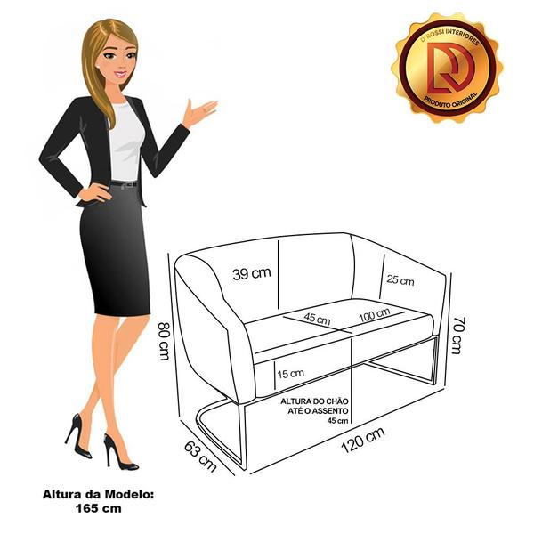 Imagem de Sofá Namoradeira e 2 Poltronas Industrial Pto Stella Bouclê Terra D03 - D'Rossi