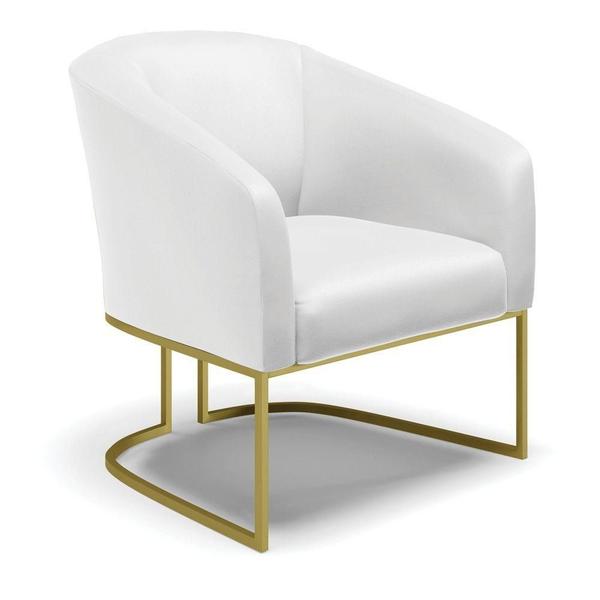 Imagem de Sofá Namoradeira E Poltrona Base Industrial Dourado Stella material sintético Branco D03 - D'rossi