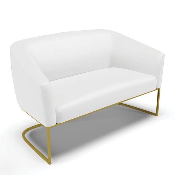 Imagem de Sofá Namoradeira E Poltrona Base Industrial Dourado Stella material sintético Branco D03 - D'rossi