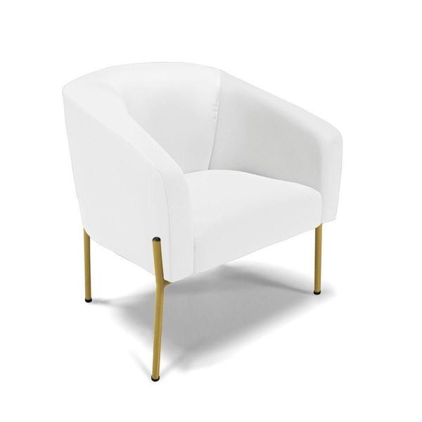 Imagem de Sofá Namoradeira E Poltrona Pé De Ferro Dourado Stella material sintético D03 - D'rossi Cor Branco