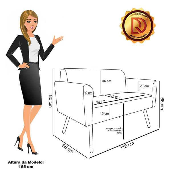 Imagem de Sofá Namoradeira Elisa Corano Pés Palito Castanho - D'Rossi