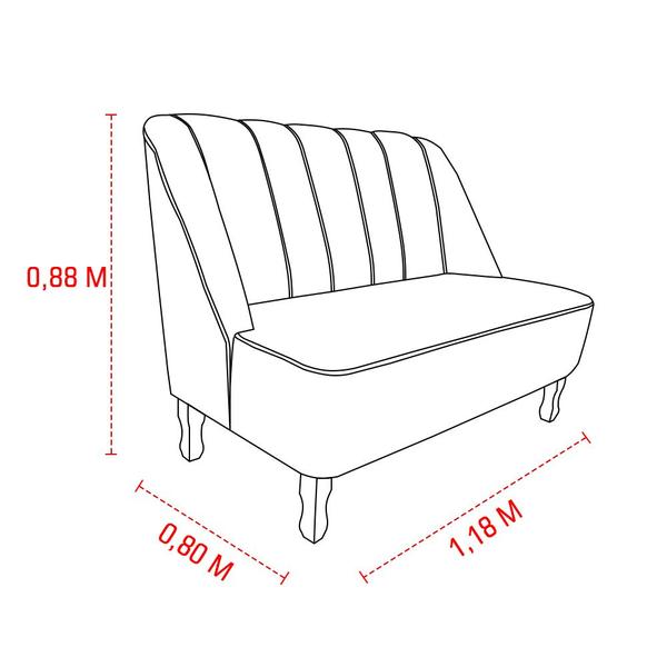 Imagem de Sofá Namoradeira Poltrona Decorativa 2 Lugares Teles Suede Azul Marinho