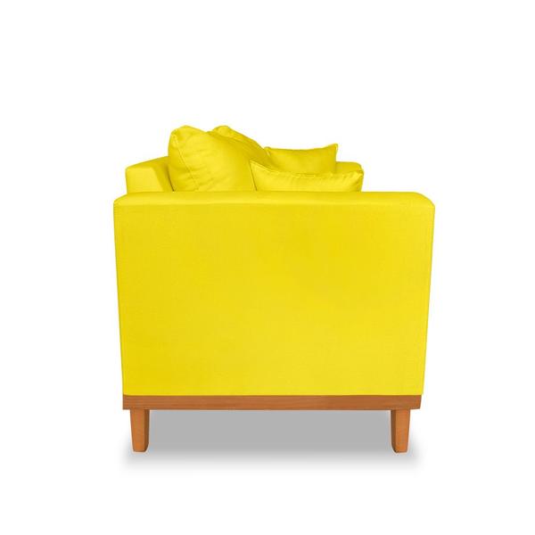 Imagem de Sofá Namoradeira Viena 02 Lugares Com Almofadas Decorativa Suede Amarelo - Madeira Prima Deccor