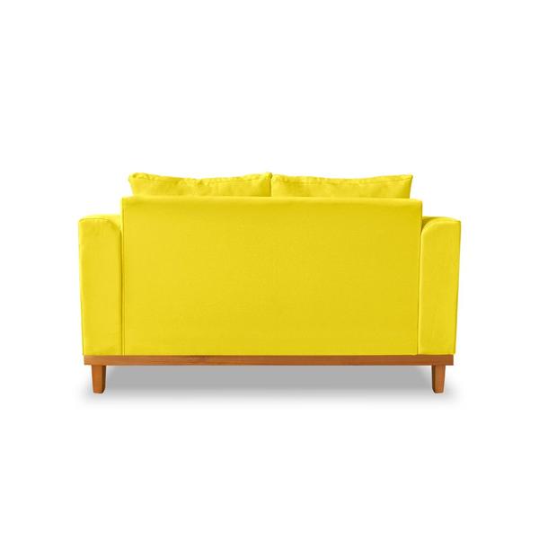 Imagem de Sofá Namoradeira Viena 02 Lugares Com Almofadas Decorativa Suede Amarelo - Madeira Prima Deccor