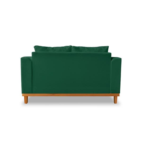 Imagem de Sofá Namoradeira Viena 02 Lugares Com Almofadas Decorativa Suede Verde - Madeira Prima Deccor