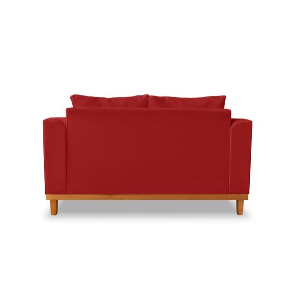 Imagem de Sofá Namoradeira Viena 02 Lugares Com Almofadas Decorativa Suede Vermelho - Madeira Prima Deccor