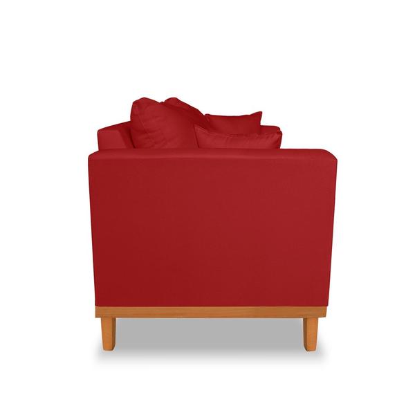 Imagem de Sofá Namoradeira Viena 02 Lugares Com Almofadas Decorativa Suede Vermelho - Madeira Prima Deccor