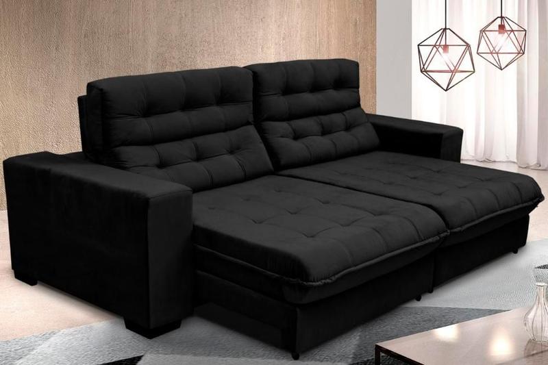 Imagem de Sofá New Califórnia Molas ensacadas e Pillow Top 2,50 Pluma Preto - Sofá Casa