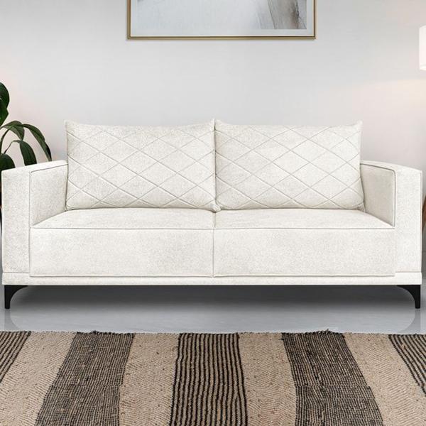 Imagem de Sofa Nori 3 Lugares Pes De Ferro 200cm Linho Boucle 3300 Ezz