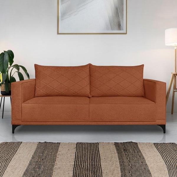 Imagem de Sofa Nori 3 Lugares Pes De Ferro 220cm Linho Boucle 3303 Ezz