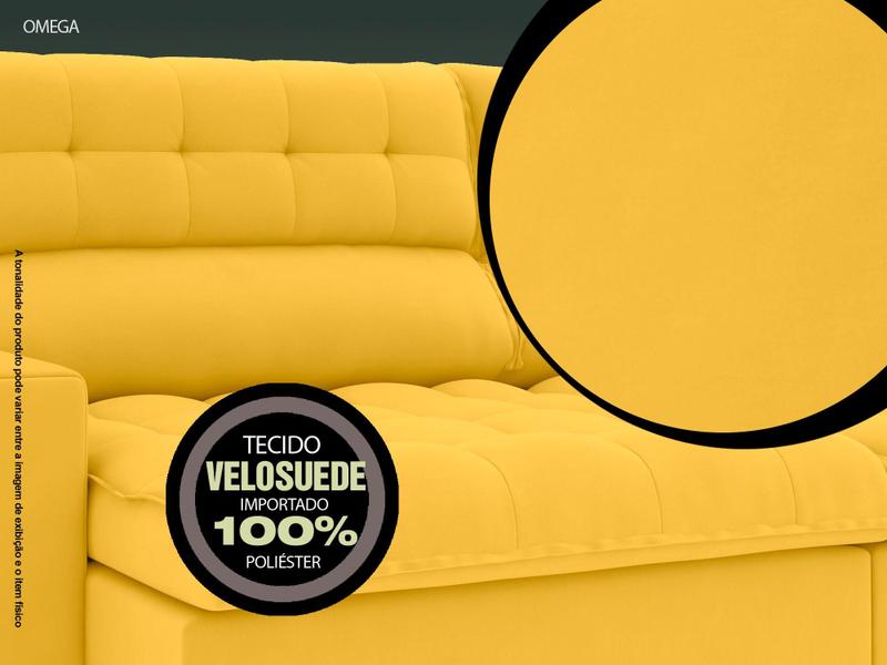 Imagem de Sofá Omega 2,00m Assento Retrátil e Reclinável Velosuede Canário - NETSOFAS