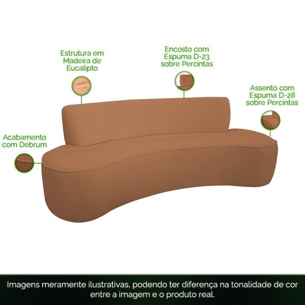 Imagem de Sofá Orgânico 03 Lugares 180cm Mônaco Bouclé Terracota - Nexta Casa