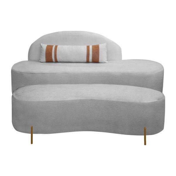 Imagem de Sofá Orgânico 2 Lugares Living e Puff Maitê 1.80m Linho Cinza SOFA STORE