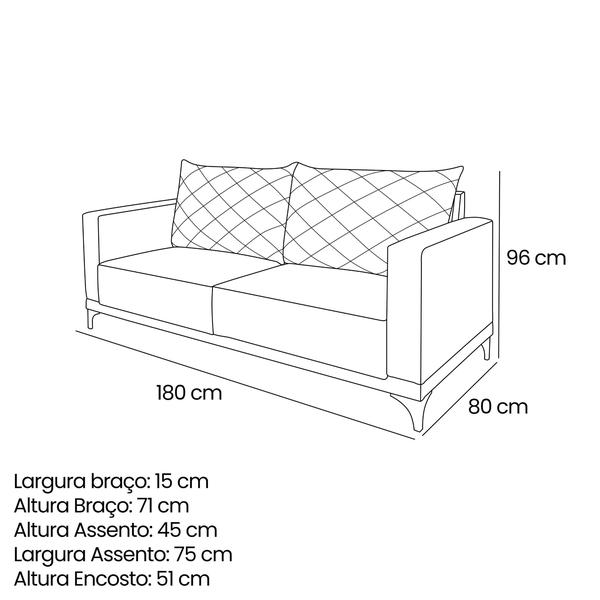 Imagem de Sofá Orion 2 Lugares 180cm Linho Boucle