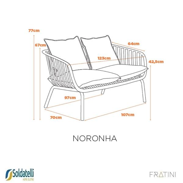 Imagem de Sofá Outdoor Noronha Seiva 123cm PP Cinza e Nude - 02 Lugares - Fratini