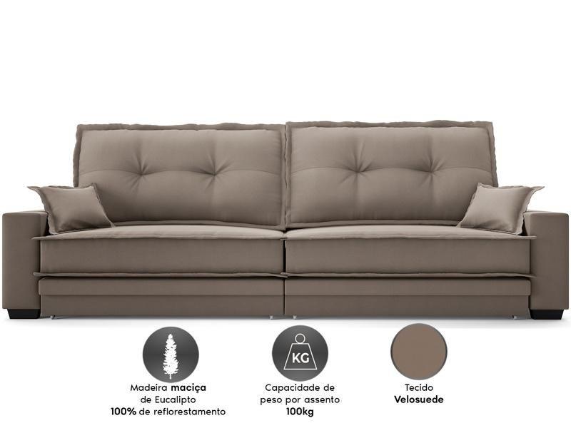 Imagem de Sofá Palermo 2,20m Retrátil e Reclinável Velosuede Capuccino - NETSOFAS