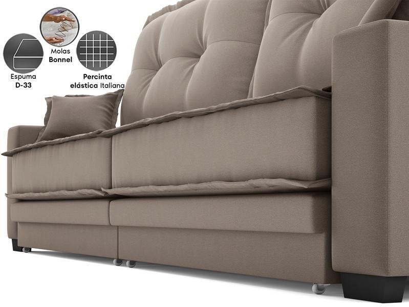 Imagem de Sofá Palermo 2,80m Retrátil e Reclinável Velosuede Capuccino - NETSOFAS