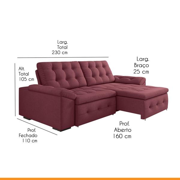 Imagem de Sofá para Sala 4 Lugares Retrátil Reclinável Impermeabilizado New Queen 230 Cm Suede Bordô - SóSofá