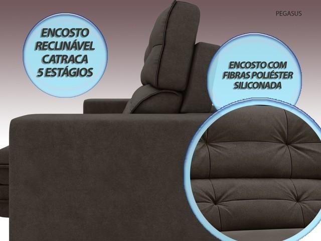 Imagem de Sofá Pegasus 2,30m Assento Retrátil e Reclinável Velosuede Chocolate - NETSOFAS