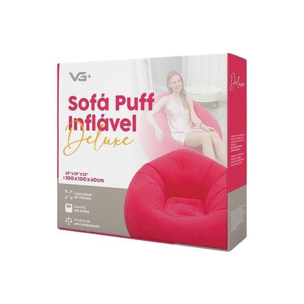 Imagem de Sofá Poltrona Puff Inflável Deluxe Aveludado Vg Plus Azul