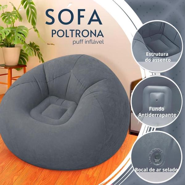 Imagem de Sofá Poltrona Puff Inflável Sala Jardim Ate 100Kg Impermeável Bomba Inclusa