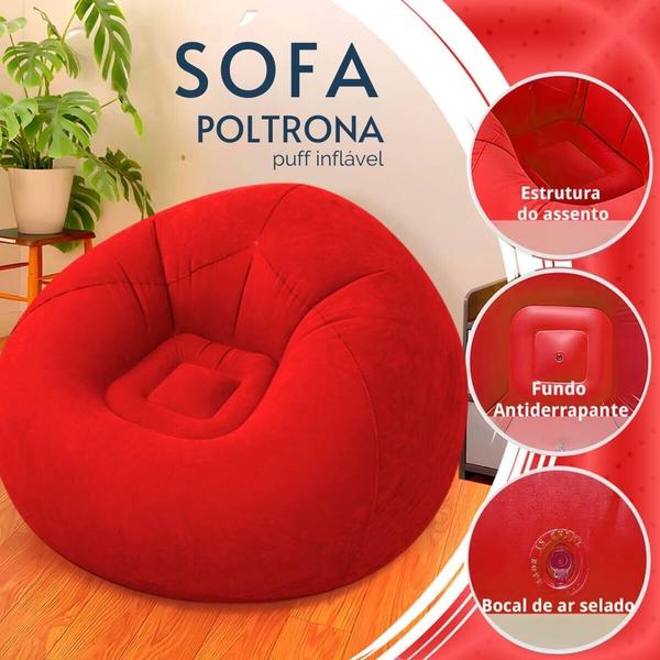 Imagem de Sofá Poltrona Puff Inflável Sala Jardim Ate 100Kg Impermeável Bomba Inclusa