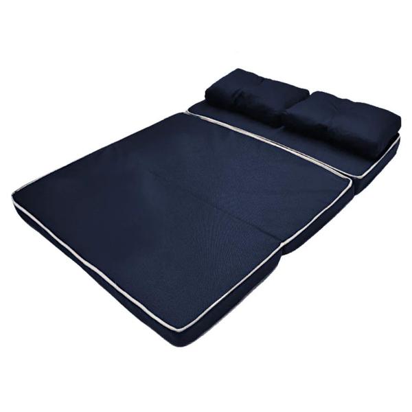 Imagem de Sofa Puff Cama Colchao de Casal Dobravel Portatil Azul  F.a. Colchoes 