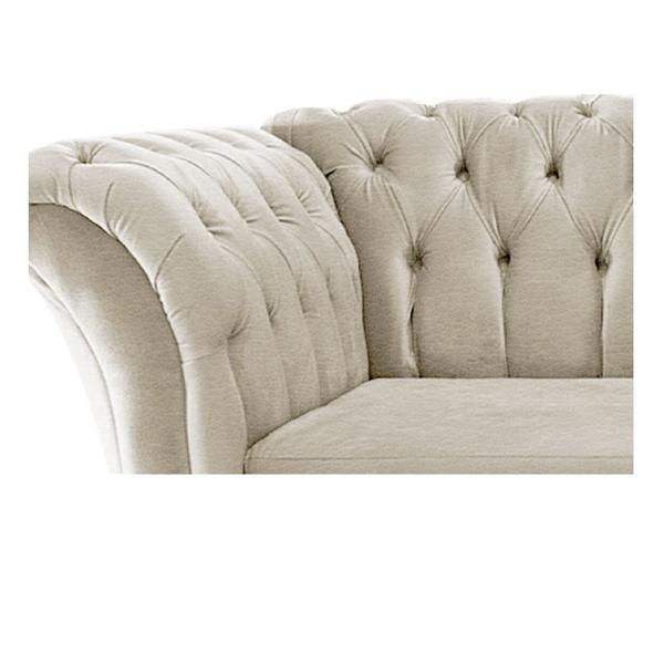 Imagem de Sofá Recamier Decorativa Chesterfield Sofia Sintético Bege Capitonê - Amarena Móveis